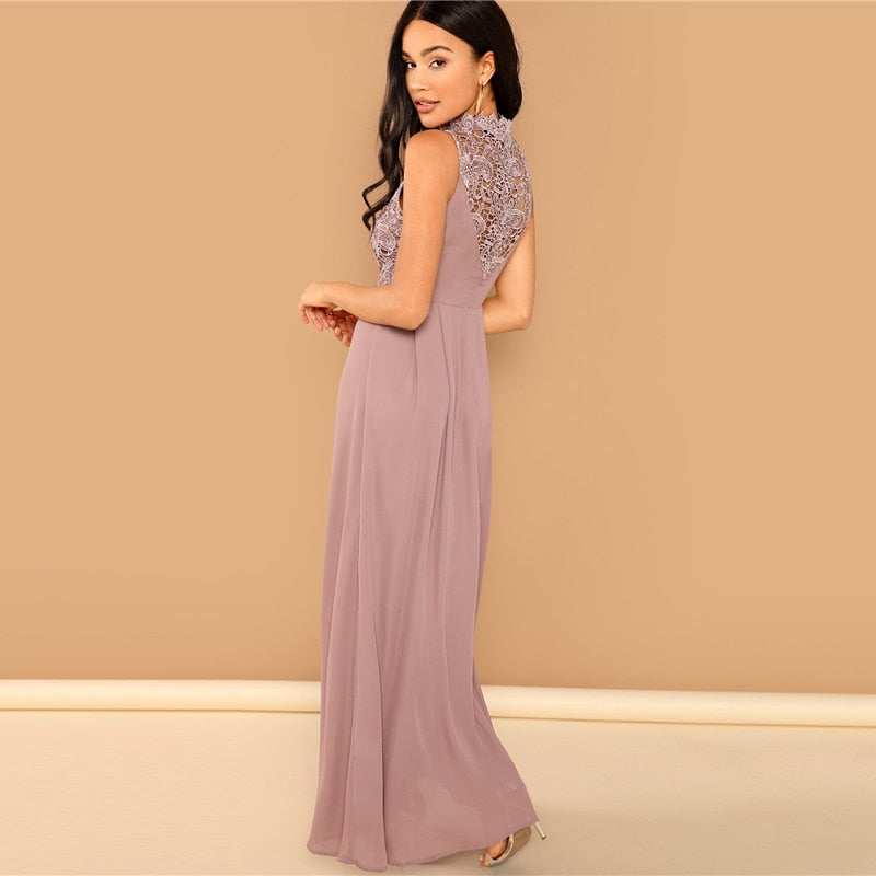 Lace Overlay Bodice Maxi - THEGIRLSOUTFITS