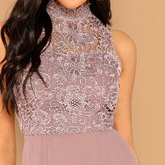 Lace Overlay Bodice Maxi - THEGIRLSOUTFITS